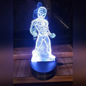 Spider-Man LED Acrylic Night Light 16 Colors Remote Controlled EUC